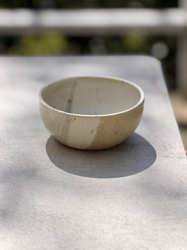 Tri color beige matte bowl, handmade by Suzanne Luna