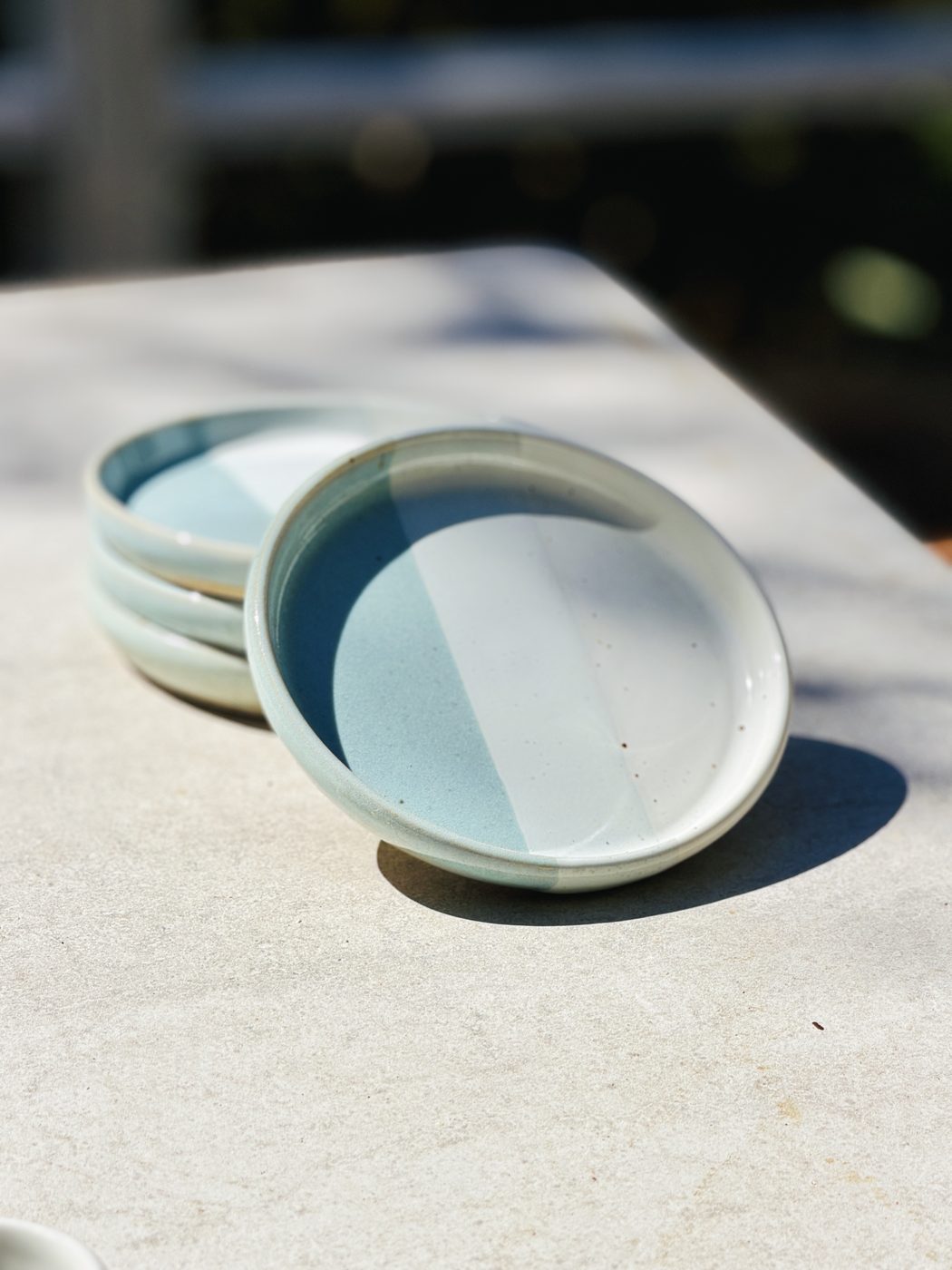 Stoneware Pale blue white (4) available, handmade by Suzanne Luna