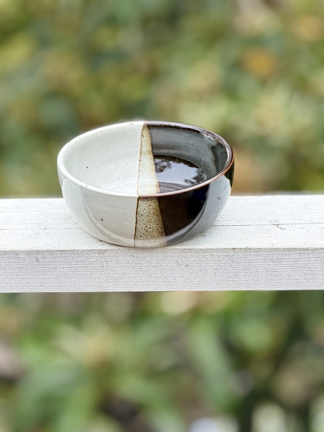Stoneware medium Black and white “Coffee and Cream” bowl, handmade by Suzanne Luna