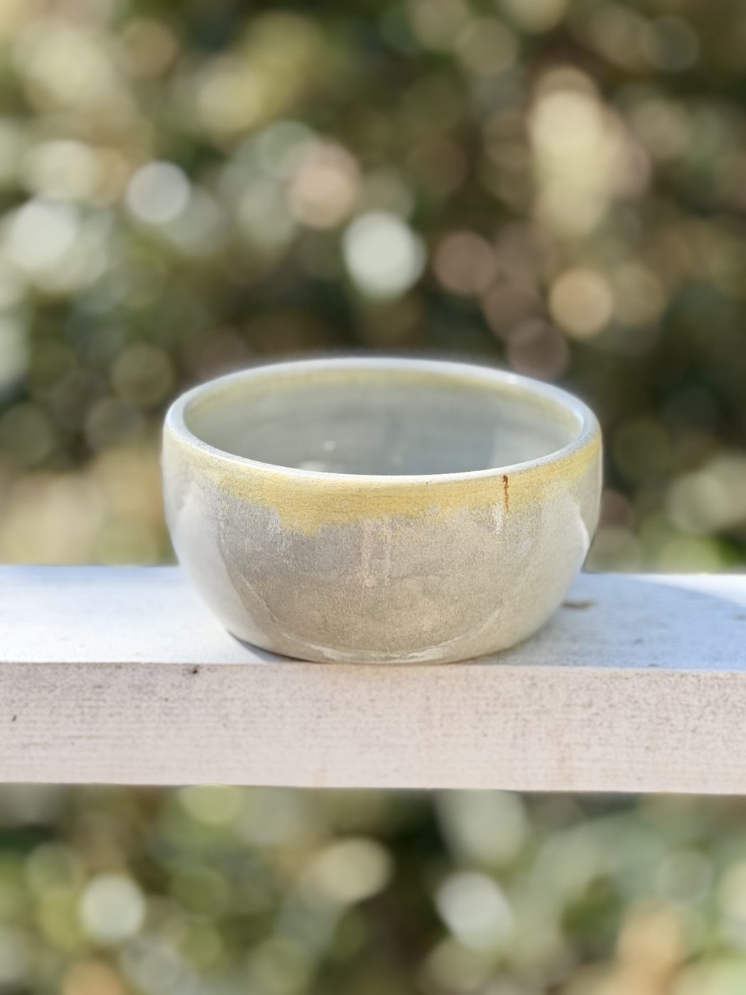 Stoneware medium Grey pale yellow bowl, handmade by Suzanne Luna