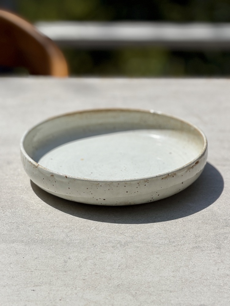 Large White speckled platter, handmade by Suzanne Luna