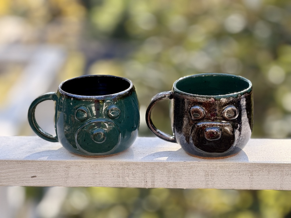 Bear mugs, handmade by Suzanne Luna